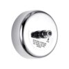 Chrome retractable clothesline, round, wall-mounted, for indoor/outdoor laundry drying.