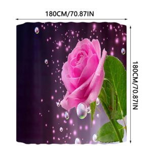 Floral Shower Curtain 70X70&Quot; With Hooks – Sumo Deals Pink Rose Floral Polyester Shower Curtain, 180X180Cm, With Bubbles And Glitter Design For Bathroom Decor.