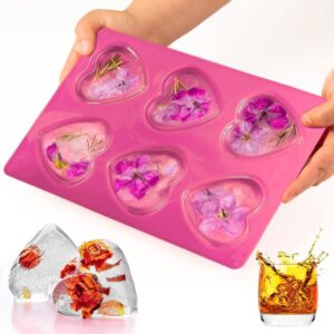 Silicone Heart Mould | 6-Cavity Baking &Amp; Chocolate – Sumo Deals Pink Silicone Heart Ice Cube Tray With 6 Molds, Holding Floral Ice Cubes For Drinks.