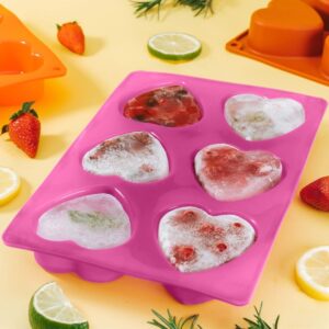 Silicone Heart Mould | 6-Cavity Baking &Amp; Chocolate – Sumo Deals Pink Silicone Heart-Shaped Ice Cube Tray With 6 Molds, Filled With Fruit-Infused Ice, For Drinks.
