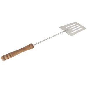 3Pc Bbq Tool Set | Stainless Steel Grilling Utensils – Sumo Deals Silver Stainless Steel Slotted Spatula With Light Brown Wooden Handle For Grilling And Cooking.