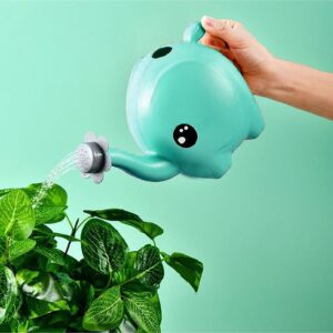 Elephant Watering Can | Blue &Amp; Pink Kids Gardening Tool – Sumo Deals Cute Whale-Shaped Plastic Watering Can, Teal With Black Eyes, Watering A Green Plant.