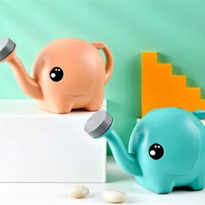 Elephant Watering Can | Blue &Amp; Pink Kids Gardening Tool – Sumo Deals Two Plastic Elephant Watering Cans, One Peach, One Teal, With Cartoon Eyes, For Kids' Gardening.