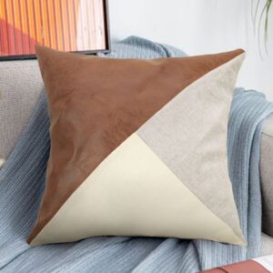 Grey Leather Splicing Pillow Covers 45X45Cm (4-Pack) – Sumo Deals 4Pcs Grey Leather Splicing Throw Pillow Covers 45X45Cm Decorative Cushion Case For Living Room Vehic Product Image