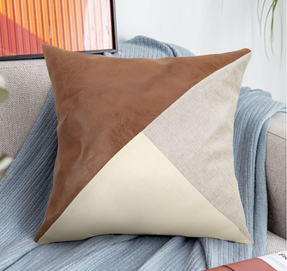 Grey Leather Splicing Pillow Covers 45X45Cm (4-Pack) – Sumo Deals 4Pcs Grey Leather Splicing Throw Pillow Covers 45X45Cm Decorative Cushion Case For Living Room Vehic Product Image