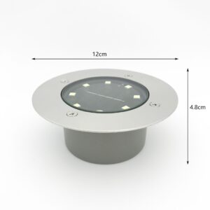 Solar 8LED Cast‑Aluminum Buried Ground Lamp Warm Light Waterproof In‑Ground Light for Backyard V product image