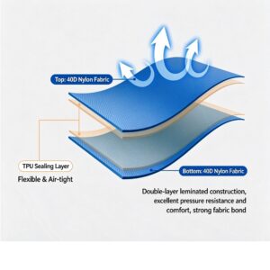 Blue Portable Inflatable Air Bed 190X60X5Cm Light‑Weight Air Mattress For Camping Travel Home Offi Product Image