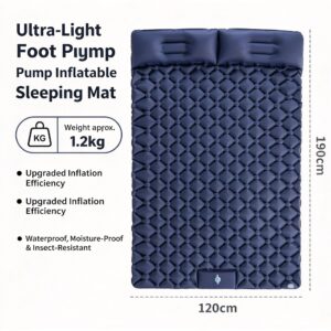Navy Double Inflatable Air Mattress 190x120x5cm Portable Camping Air Bed for Outdoor Travel Family C product image