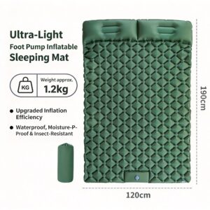 Army Green Double Inflatable Camping Mattress 190x120x5cm Lightweight Air Bed for Outdoor Adventure product image