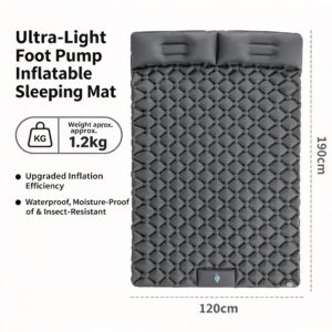 Grey Double Portable Inflatable Air Bed 190x120x5cm Compact Mattress for Camping Trip Family Outdoor product image