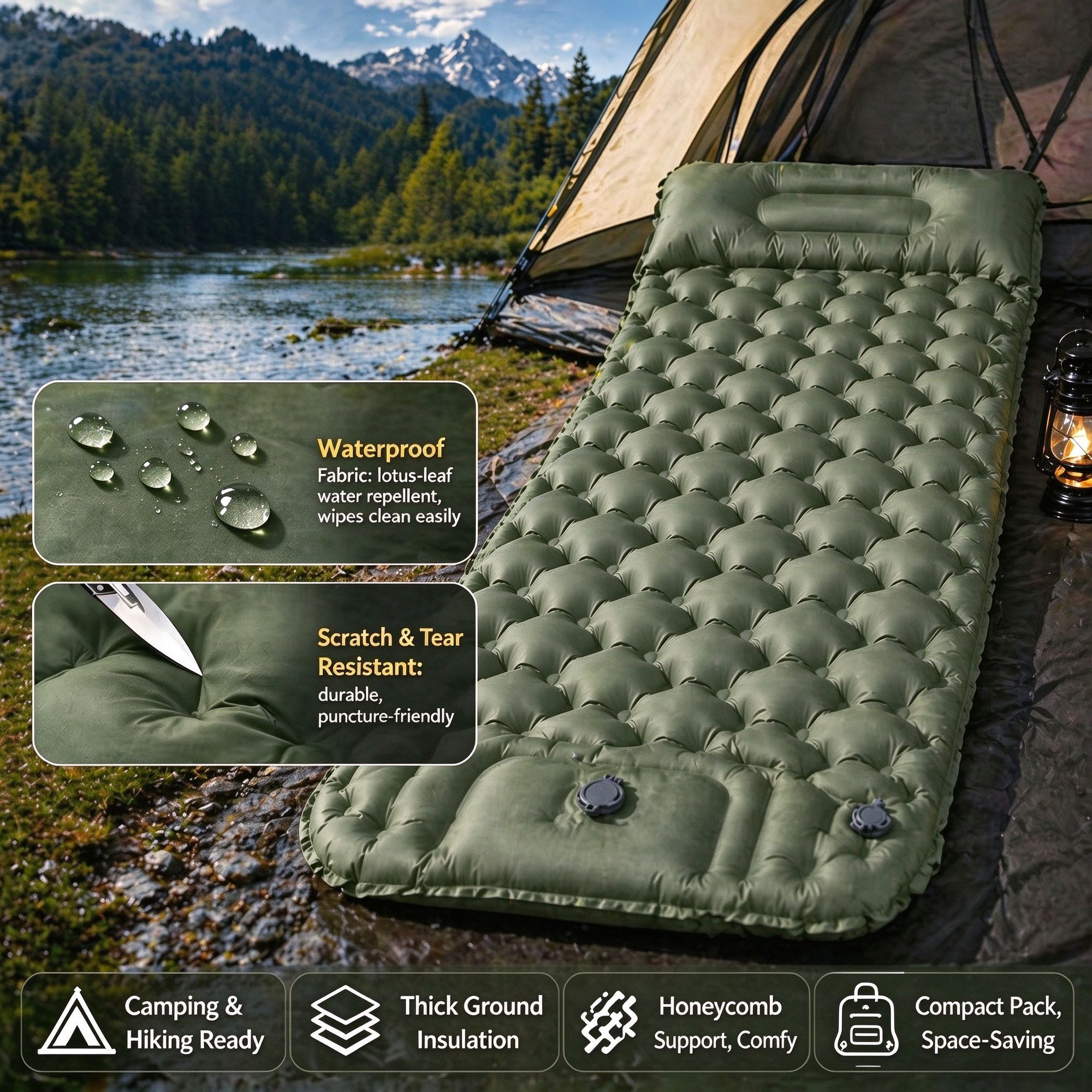 Grey Double Inflatable Air Bed | Compact Camping Mattress – Sumo Deals Grey Double Portable Inflatable Air Bed 190X120X5Cm Compact Mattress For Camping Trip Family Outdoor Product Image