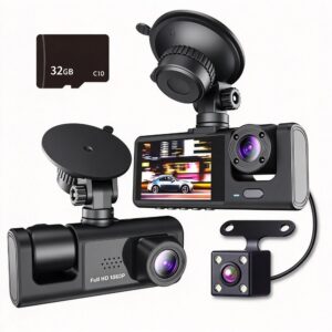 2‑Inch Screen Triple‑Lens Car DVR Front Interior Rear With 32G Memory Card HD Night‑Vision Par product image
