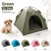 XL green polyester pet tent with quilted mat, 60x60x50cm, for indoor/outdoor dog/cat shelter.