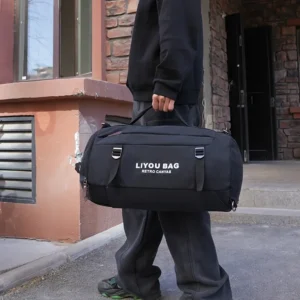 Black Canvas Duffel Bag With 