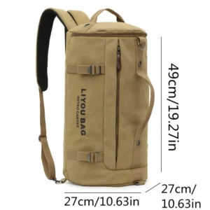 Vintage Canvas Backpack | 20-35L Multi-Carry (Green) – Sumo Deals Khaki Canvas Duffel Backpack With Padded Straps, Front Zipper, And Side Handle For Travel Or Gym.