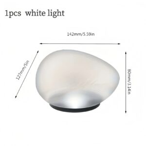 White light, egg-shaped frosted glass LED lamp with black base, 142mm wide, for ambient lighting.