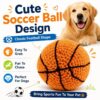 Orange knitted basketball-shaped dog toy, soft and textured, perfect for chasing and grabbing during playtime.