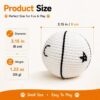 White crocheted yarn pet toy ball with black stitched details, 3.15in diameter, for small pets to play.