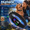 Black silicone no-shock dog bark collar with digital display for humane vibration and beep training.
