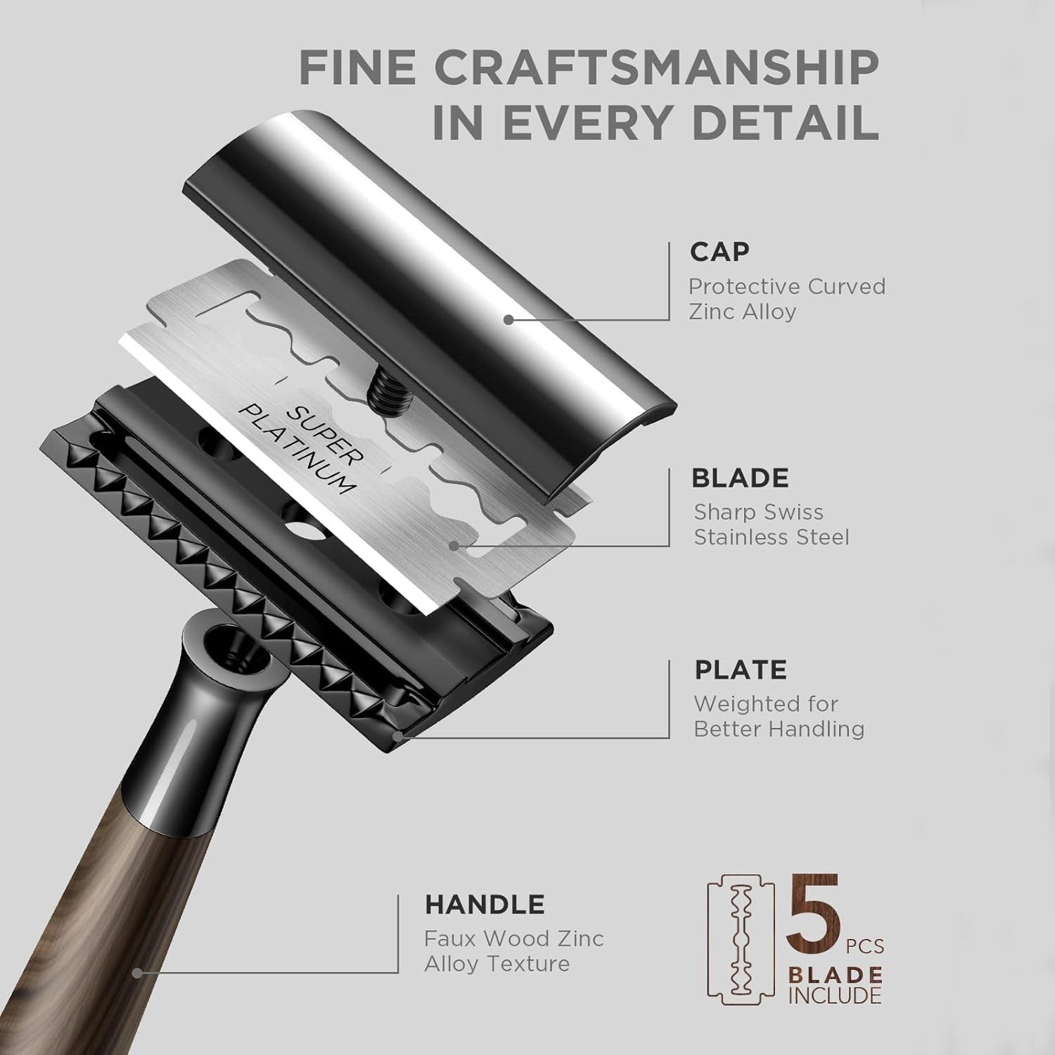 Imitation Wood Double Edge Safety Razor – Eco-Friendly Sha – Sumo Deals Classic Imitation Wood Double Edge Safety Razor – Eco-Friendly Wet Shaving, Weighted Balance, Men' Product Image
