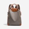 Retro Nylon Backpack: PU Leather Color-Block / Packable & Lightweight / 14-inch Laptop Compartment / product image