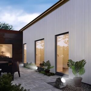 Outdoor Rock-Shaped Led Landscape Spotlights, Dark Gray Resin, For Garden And Pathway Illumination.