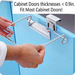 Silver Stainless Steel Over-The-Cabinet Door Trash Bag Holder, For Kitchen Or Bathroom Organization.