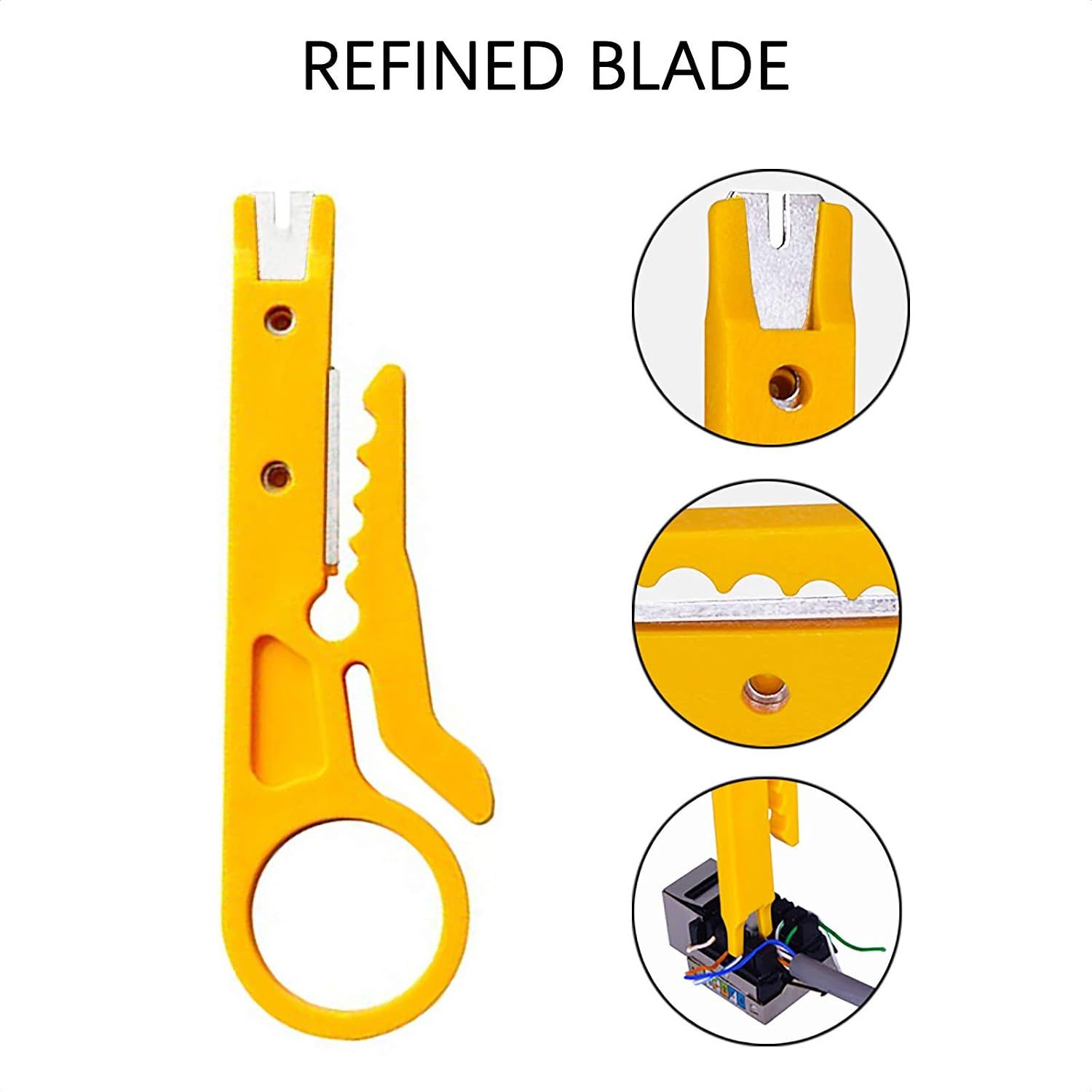 3 Pack Wire Stripper &Amp; Cutter For Rj45 Cat5/6 Cables – Sumo Deals Yellow Plastic Network Cable Stripper With Metal Blade For Ethernet Wire Cutting And Stripping, Finger Loop.