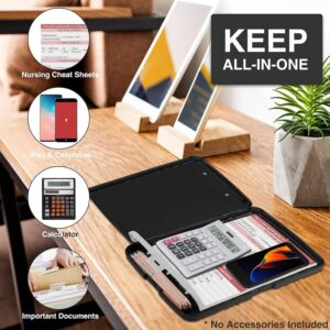 Storage Clipboard With Pen Holder | Heavy Duty Plastic – Sumo Deals Black Plastic Clipboard Storage Box, Opens To Hold Nursing Cheat Sheets, Calculator, Phone, And Documents.