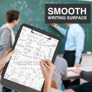 Storage Clipboard With Pen Holder | Heavy Duty Plastic – Sumo Deals Black Plastic Clipboard With Metal Clip, Holding Graph Paper With Math Equations, For Students In A Classroom.