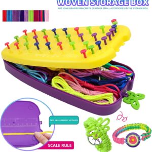 Friendship Bracelet Kit For Girls 7-12 | Diy Craft Set – Sumo Deals Kids' Plastic Bracelet Making Kit: Yellow Loom With Colorful Pegs, Purple Storage Box With Multi-Color Threads, For Craf