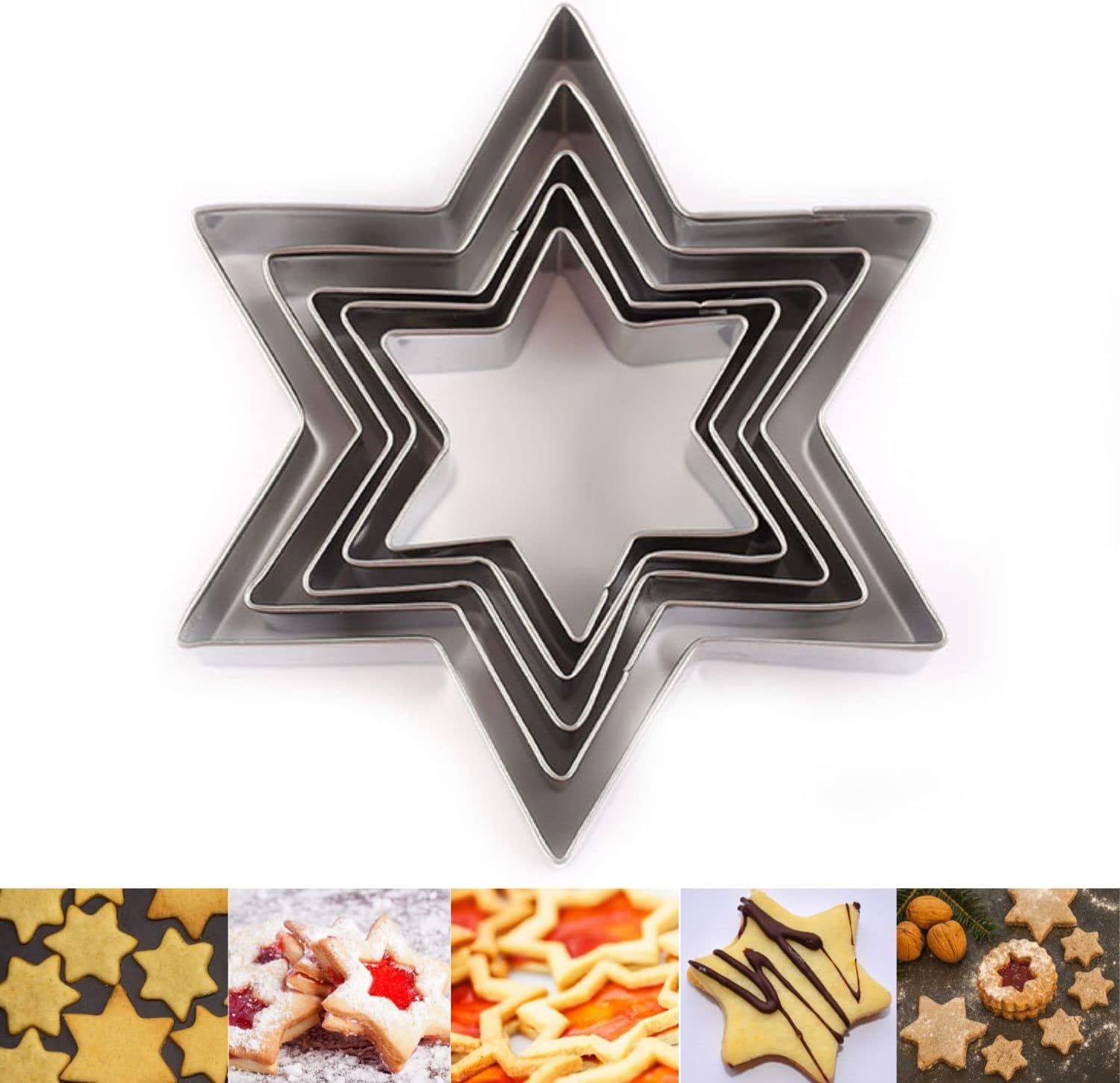 5-Piece Star Cookie Cutter Set | Stainless Steel – Sumo Deals Set Of 5 Nesting Silver Stainless Steel Star Cookie Cutters For Baking Cookies And Pastries.