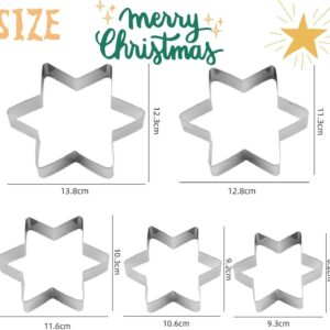 5-Piece Star Cookie Cutter Set | Stainless Steel – Sumo Deals Set Of 5 Silver Stainless Steel Star-Shaped Cookie Cutters For Christmas Baking, Various Sizes.