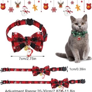 Christmas Cat Collar Set | 2-Pack Bow Tie &Amp; Bell – Sumo Deals Red Plaid Fabric Cat Collar With Bow Tie, Bells, And Santa Charm For Christmas Pet Dressing.