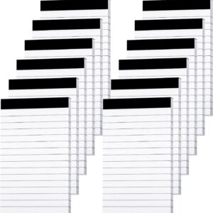 12-pack white lined paper notepads, 5x8 inch, with black binding for office, school, or home use.