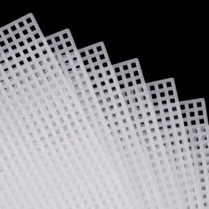 White plastic mesh canvas sheets for DIY craft projects, embroidery, and knitting.