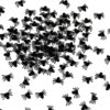Black plastic spider Halloween party decorations, realistic fake spiders for spooky decor.