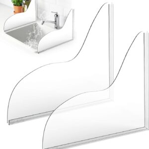 2 clear acrylic sink splash guards with wavy top edge, preventing water splashes in kitchen or bathroom.
