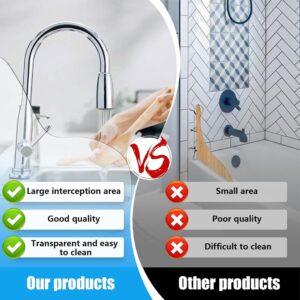 Shower Splash Guard | 2 Pcs Acrylic Corner Water Guard – Sumo Deals Comparison Image Of A Transparent, Large-Area, Easy-To-Clean Kitchen Sink Splash Guard Vs. A Small, Poor-Quality, Diffic