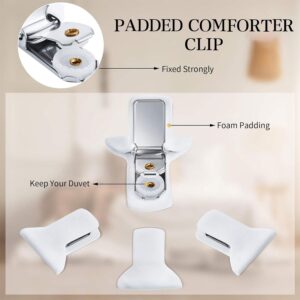 8 Pcs Comforter Clips | Non-Slip Duvet Fasteners – Sumo Deals White Padded Metal Comforter Clip With Foam Padding, For Securely Fixing Duvets.