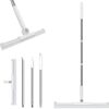 White plastic and metal floor squeegee with adjustable handle for cleaning windows, showers, and floors.