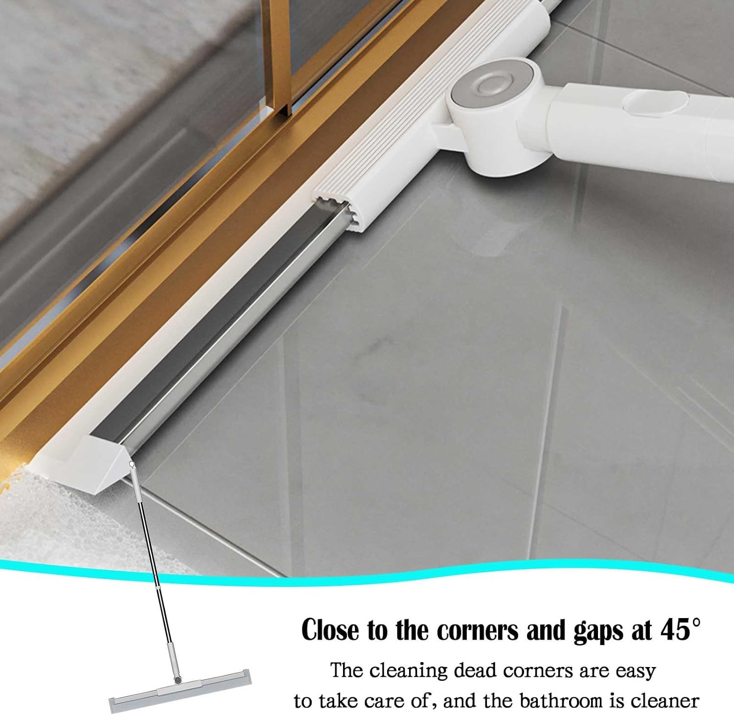 Magic Broom Sweeper | Multifunction Floor Squeegee – Sumo Deals White Plastic &Amp; Metal Squeegee With 45° Adjustable Head For Cleaning Bathroom Tiles &Amp; Shower Doors.