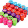 Kids' self-inking animal stamps, colorful plastic, for crafts & learning.