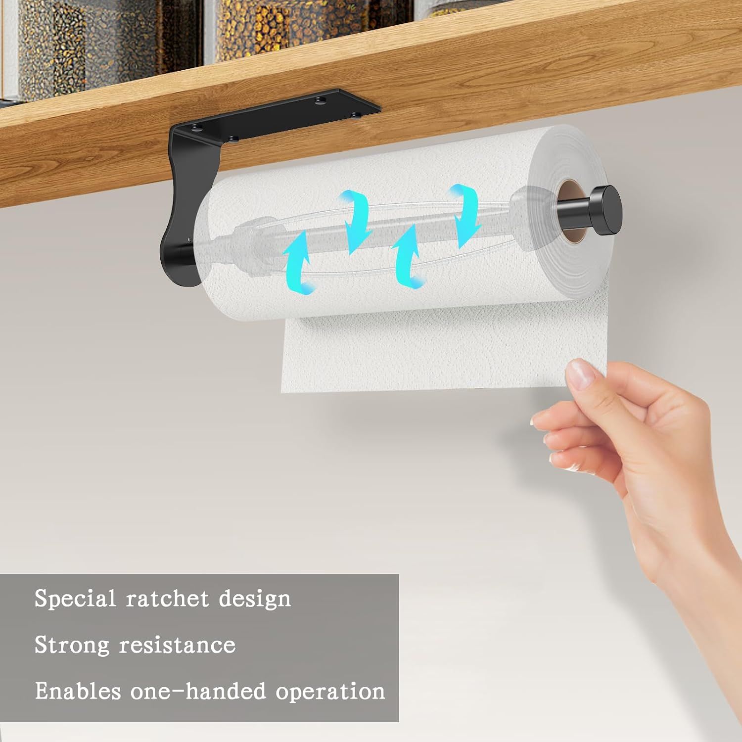 Black Wall Mount Paper Towel Holder | Stainless Steel – Sumo Deals Black Metal Under-Cabinet Paper Towel Holder With Ratchet Design For One-Handed Kitchen Use.