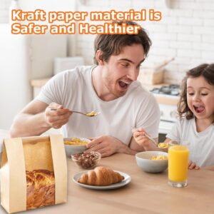 Kraft Paper Bread Bag With Clear Window, Brown, For Bakery Packaging And Food Storage.