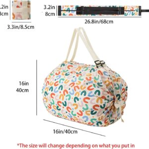 Foldable Shopping Bag | Large Nylon Grocery Duffel – Sumo Deals Foldable Polyester Beach Bag, Colorful Abstract Pattern, With Shoulder Strap, For Travel And Storage.