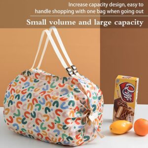 Foldable Shopping Bag | Large Nylon Grocery Duffel – Sumo Deals Reusable Shopping Bag, Colorful Abstract Pattern, Polyester, White Handles, For Groceries And Everyday Use.