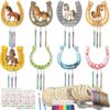 DIY wooden horseshoe wind chime craft kit with horse cutouts, colorful gems, and paint for kids' art projects.