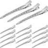 Silver metal duckbill hair clips with ventilation holes, ideal for styling and sectioning hair.