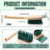 2-pack lawn mower deck brush with natural wood handle, green PP bristles, and scraper for cleaning under decks.